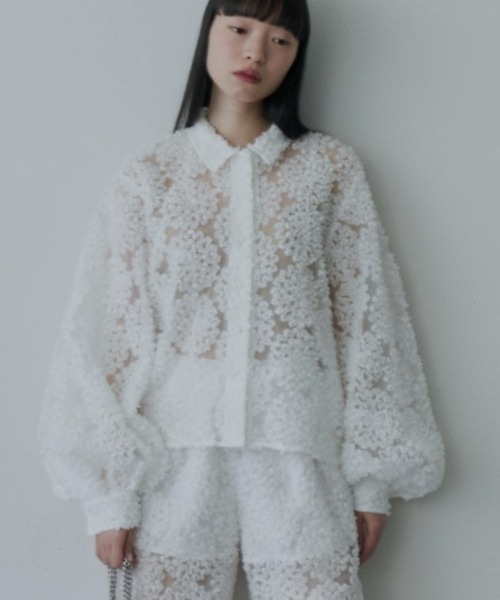 PERNA（ペルナ）の「フラワーフリルレースシャツ（シャツ/ブラウス