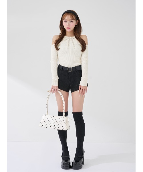 ダーリッチ リボンビジューアメスリニットトップス ダーリッチ Darich