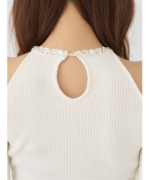 Darich 新品タグ付き リボンビジューアメスリニットトップス ホワイト