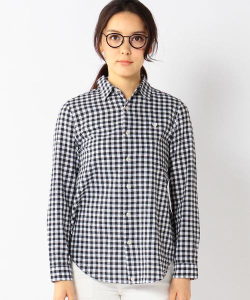 coen（コーエン）の「コットンリネン強撚ギンガムチェックシャツ