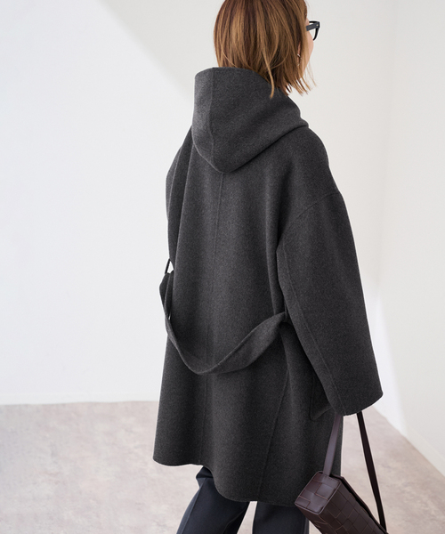 セール】SUPER160'sフーディショートコート（その他アウター