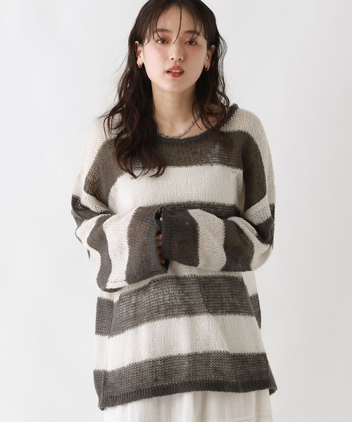 RAGEBLUE（レイジブルー）の「モヘアタッチ/ボーダーニットプル