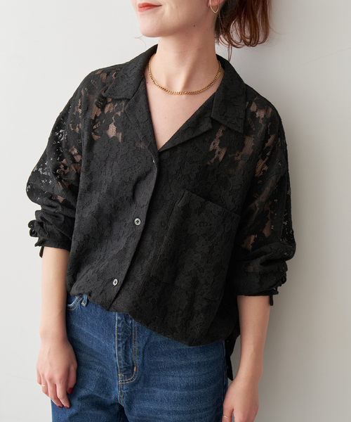 レースオープンカラーシャツ（シャツ/ブラウス）｜Spick & Span