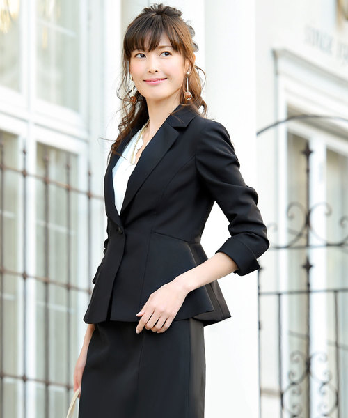 洗える】【2点セット】ストライプor無地ジャケット&スカート洗える