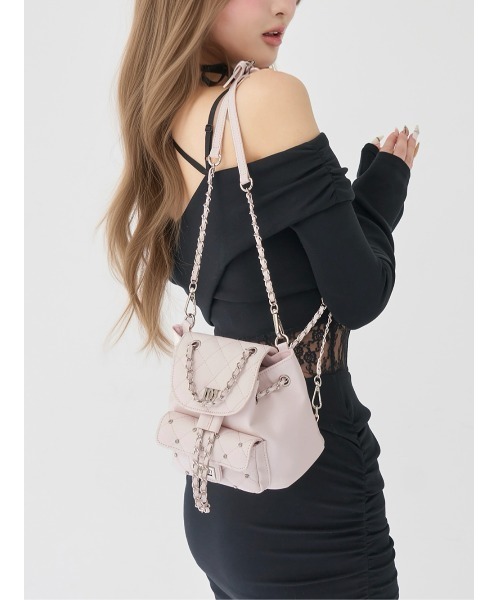 ダーリッチ キルティングビジューミニリュック BLK 予約商品