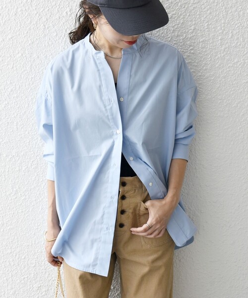 SHIPS any:〈洗濯機可能〉REPREVE バンド カラー シャツ（シャツ