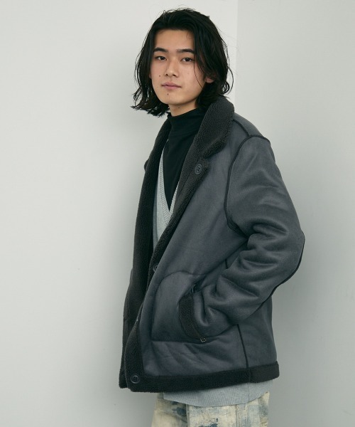 セール】back boa suede reversible jacket / 裏ボアポリスウェード