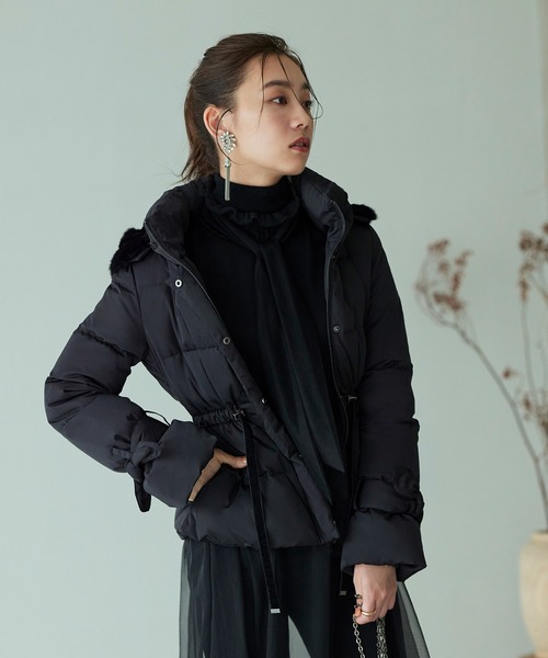 セール】洗える ｜ ラビットファーフードショートダウンジャケット