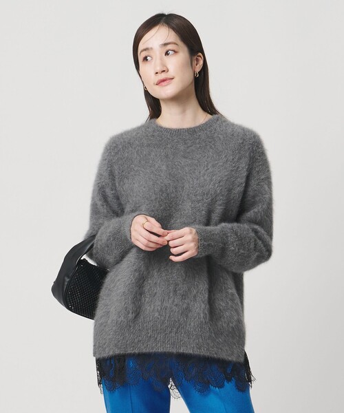 セール】バックサテン レースコンビ ブラウス ‐ウォッシャブル