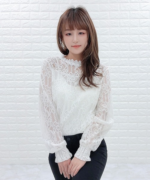 立ち襟 レース 長袖 ブラウス（シャツ/ブラウス）｜Lace Ladies