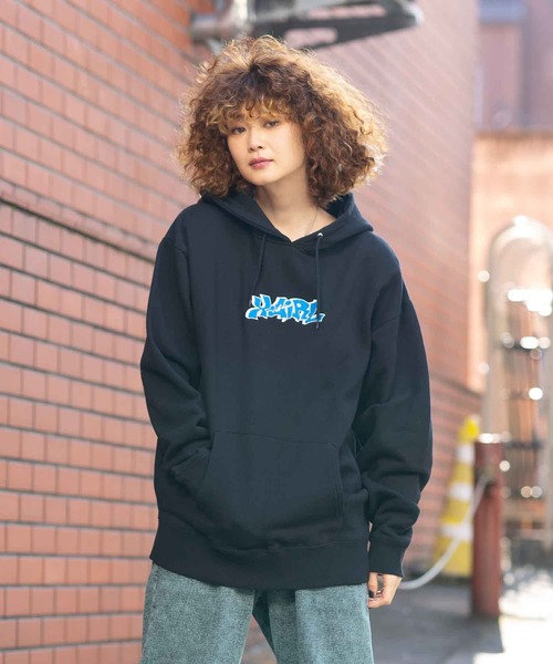 X-girl（エックスガール）の「GRAFFITI LOGO SWEAT HOODIE（パーカー