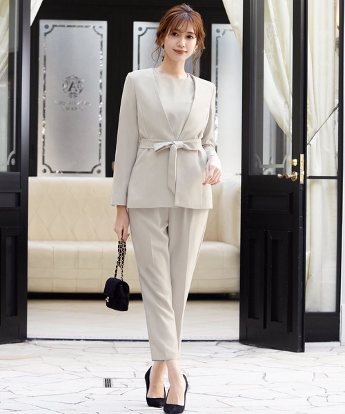 セール】ノーカラージャケット&オールインワンパンツドレス