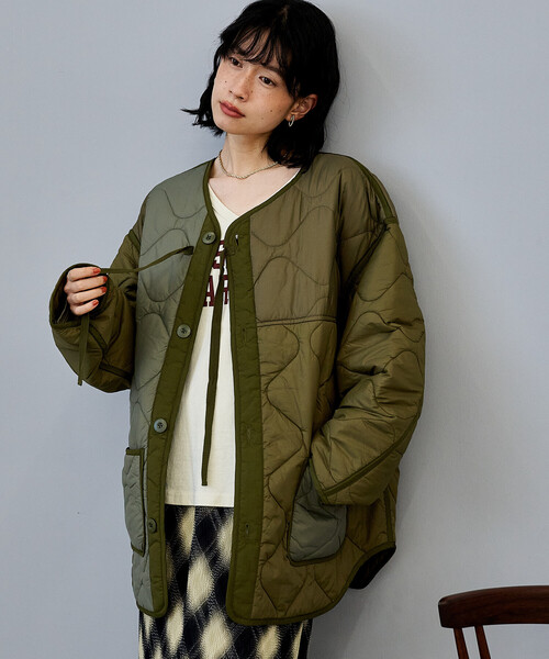 セール】パッチワーク キルトジャケット（ミリタリージャケット