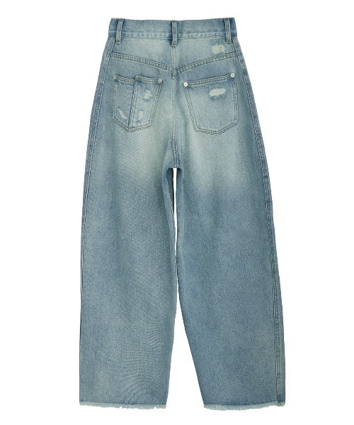 Ameri（アメリ）の「HEM FRINGE EGG DENIM PANTS（デニムパンツ）」 - WEAR