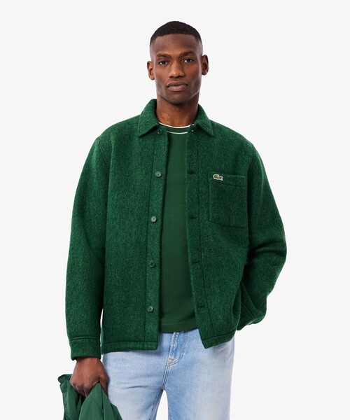 セール】ウールブレンドフェルトオーバーサイズ アウターシャツ