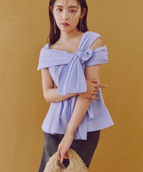 SNIDEL（スナイデル）の「アシメリボンブラウス（シャツ/ブラウス
