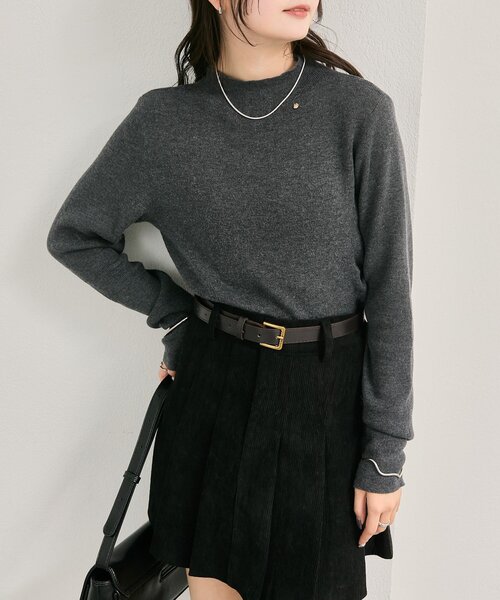 セール】【4色展開】プレート付きハイネックニット（ニット/セーター