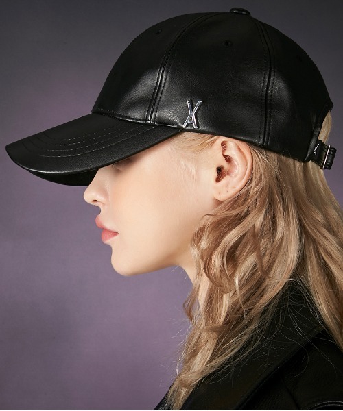 VARZAR】STUD LOGO LEATHER OVER FIT BALL CAP / バザール スタッズ