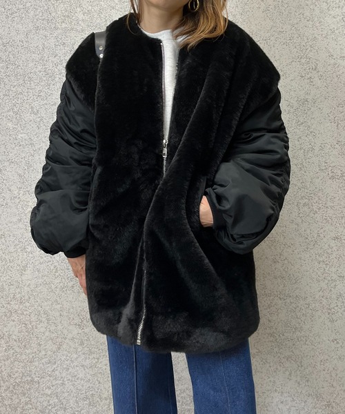 mi via loca（ミヴィアロカ）の「MA-1身頃ファー中綿ジャケット