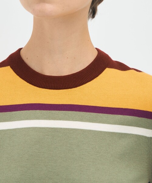 caban（キャバン）の「コットンカシミヤ マルチボーダークルーネック