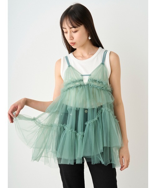 SNIDEL（スナイデル）の「チュールキャミレイヤードトップス（Tシャツ