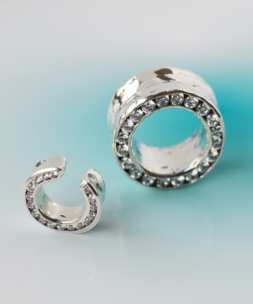 SILVER925サイドジルコニア埋め込みリング/メンズ/レディース（リング