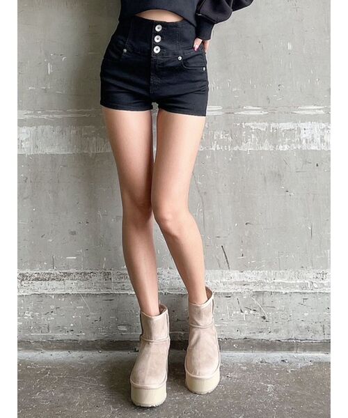 GYDA（ジェイダ）の「ハイウエストベーシック ショートパンツ（デニム