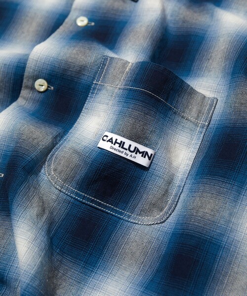 CAHLUMN/カウラム Magazine Pocket Open Collar Shirt(Ombre)/マガジン