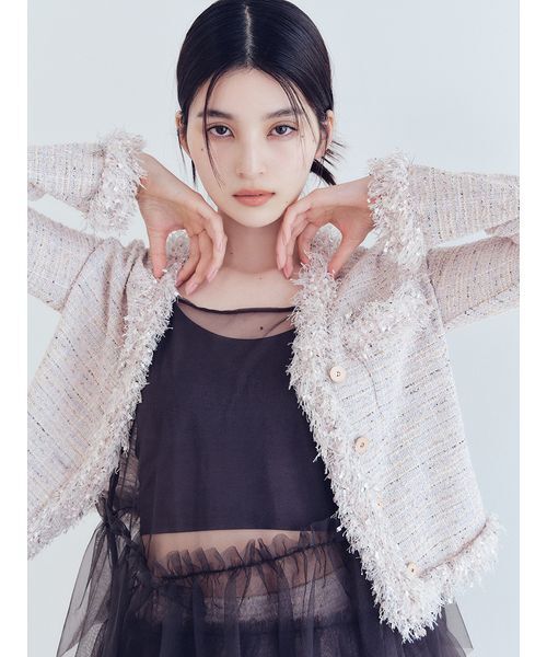 セール】【LILY BROWN Lingerie】カップ付フリルチュールキャミ