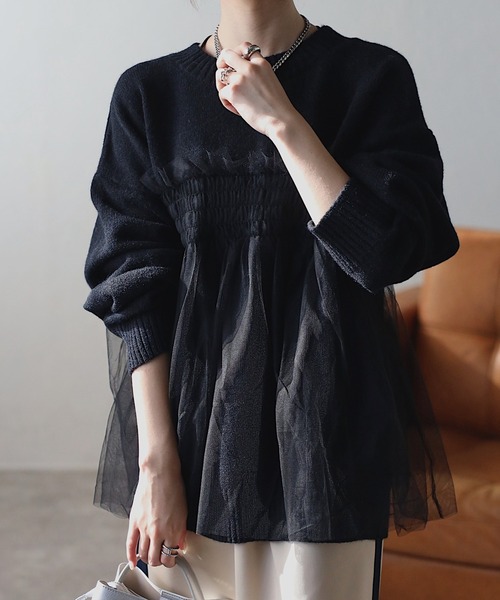 セール】新色追加＜着映えトップス＞アルパカタッチ チュール