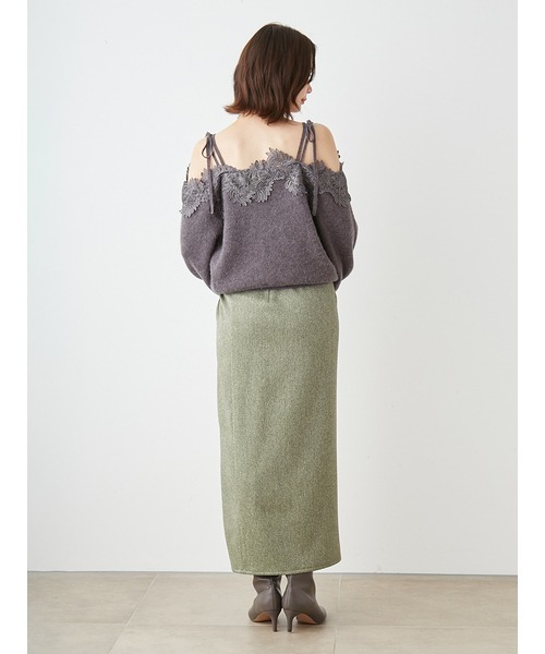 SNIDEL（スナイデル）の「レーストリミングオフショルプルオーバー