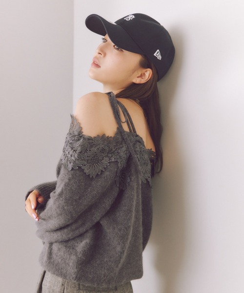 SNIDEL（スナイデル）の「レーストリミングオフショルプルオーバー