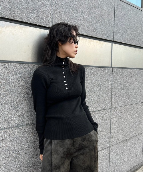 UND HIGH NECK BUTTON KNIT TOP（ニット/セーター）｜Ameri（アメリ