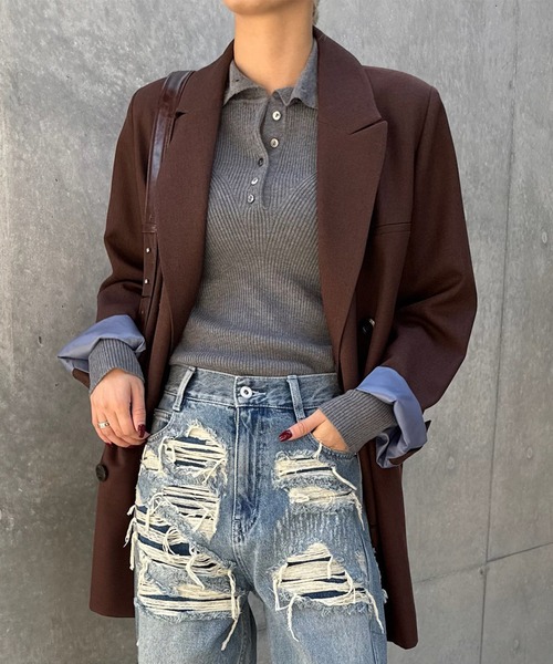 UND HIGH NECK BUTTON KNIT TOP（ニット/セーター）｜Ameri（アメリ