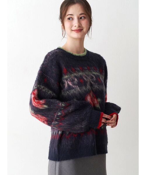 CALNAMUR（カルナムール）の「ローズ＆リボンジャガードニット（ニット