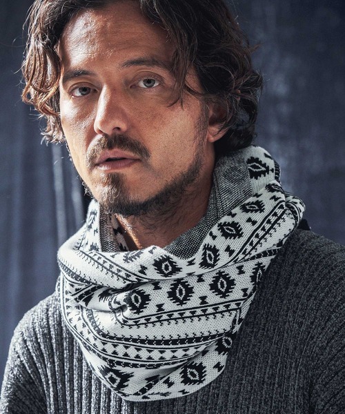 セール】mko12276-Native pattern knit snood ニットスヌード（ネック