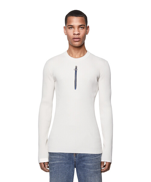 DIESEL（ディーゼル）の「メンズ ニット リブ ジップデザイン（ニット