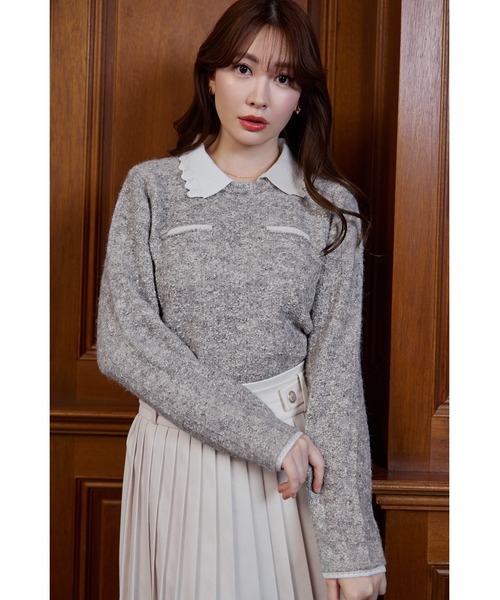 Petal-Edge Collar Knit Top（ニット/セーター）｜Her lip to（ハー
