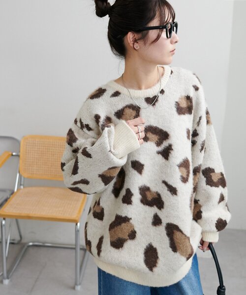 セール】【ユニセックス/WEB限定】ダブルジャガードアニマル柄ニット