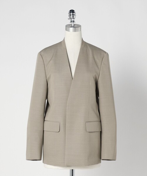 LOEFF＞ギャバジン ノーカラー ジャケット（ノーカラージャケット