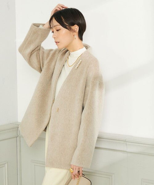 試着のみ！NOLLEY'S sophiモヘヤシャンブレーシャギーショートコート