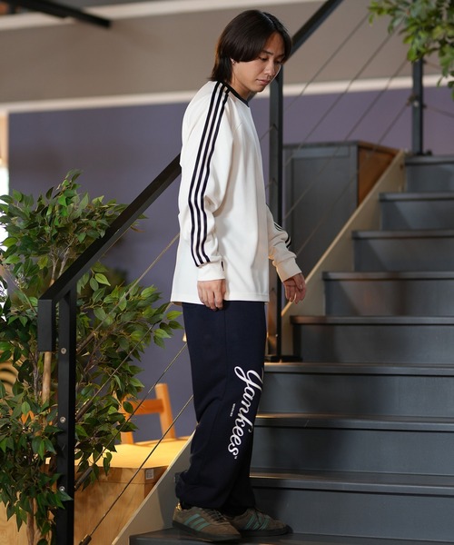 adidas/アディダス 長袖Tシャツ オーバーサイズ スリーストライプ ユニ