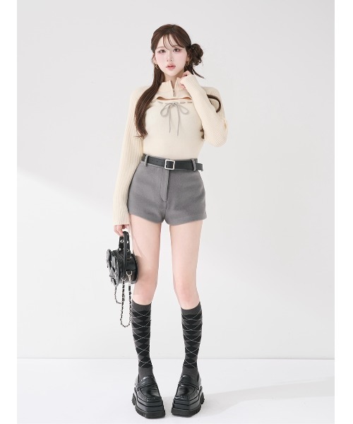 ステッチリボンオープンニットトップス（ニット/セーター）｜Darich