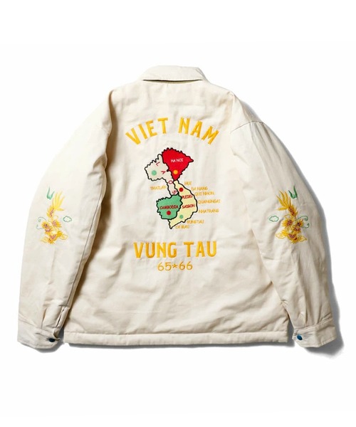 HOUSTON ヒューストン REVERSIBLE VIETNAM JACKET 虎 MAP柄 刺繍