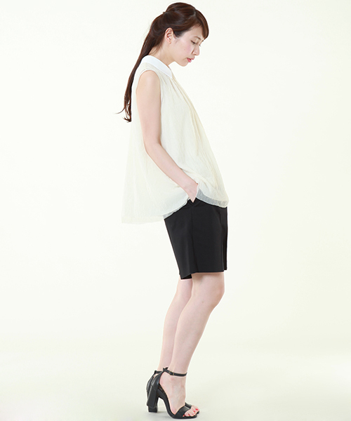 Tiara（ティアラ）の「襟付きノースリーブチュールブラウス（シャツ