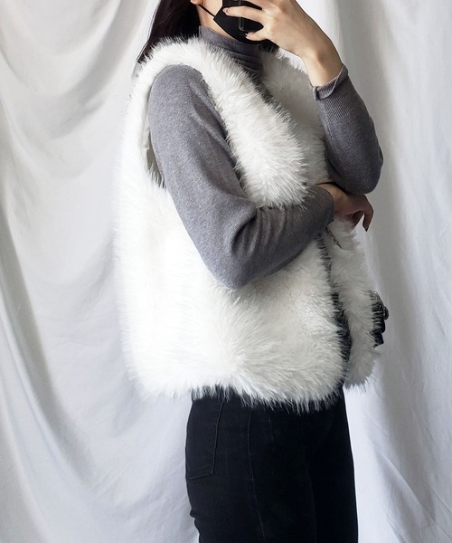 セール】【 6色展開 】volume fake fur vest ／ ボリュームフェイク