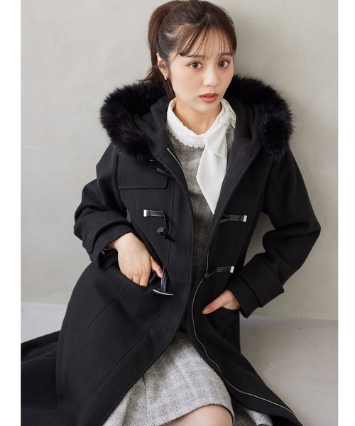 セール】取り外し可能なファー付きフィット＆フレアシルエットダッフル