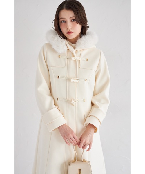 セール】取り外し可能なファー付きフィット＆フレアシルエットダッフル