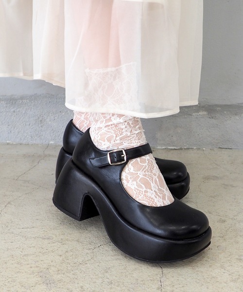 厚底おでこストラップパンプス 8740175（パンプス）｜by