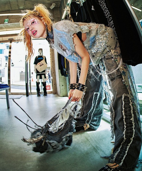 セール】rurumu:/ルルムウ/【LHP Exclusive】drawstring 'black' denim